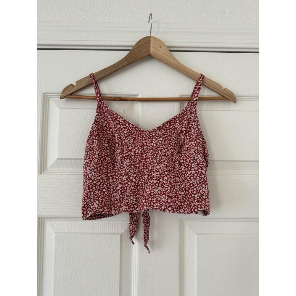 Hollister Red Cropped Tie Tank